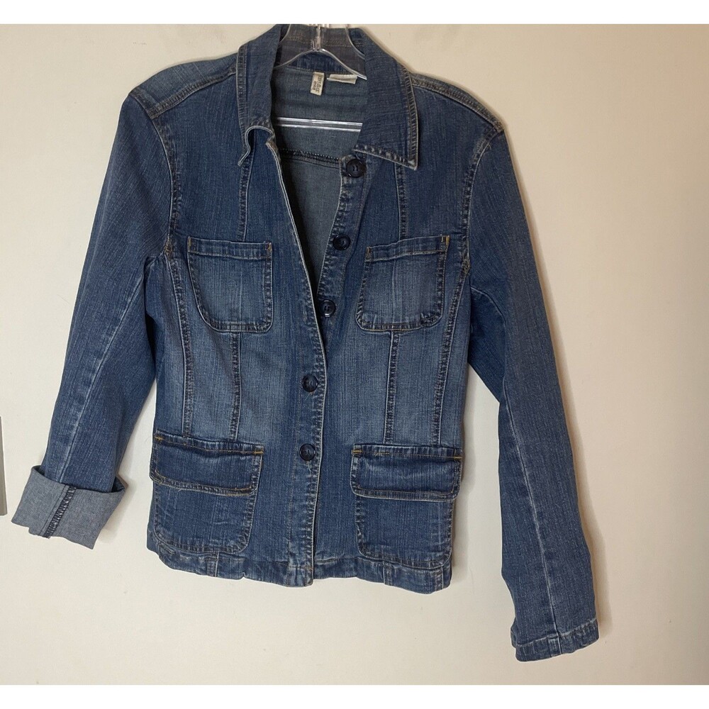 VIntage St. John's Bay Denim Jean Jacket Women's Classic Look has Stretch Size M